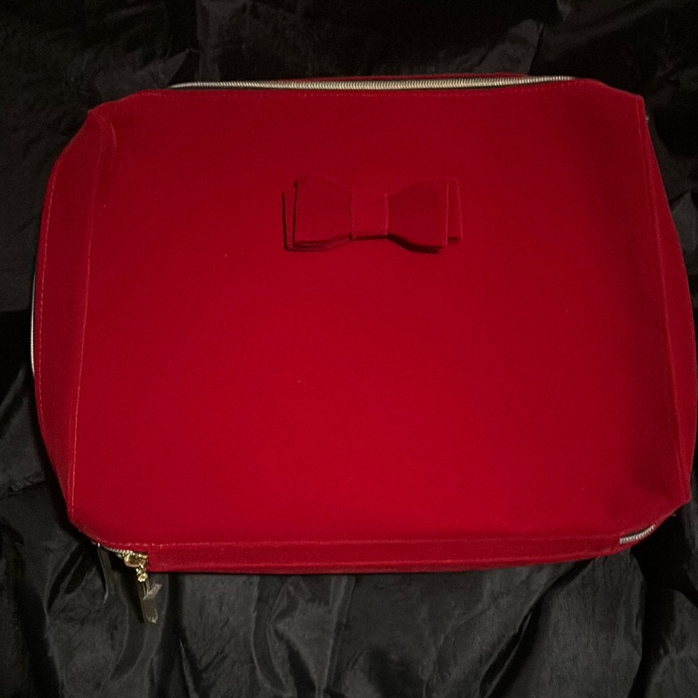 Estee Lauder Red Cosmetic Bag with Bow Accent